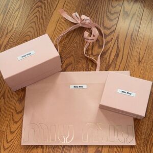 Miu Miu Blush Pink Ribboned Shopping Bag with Matching Boxes